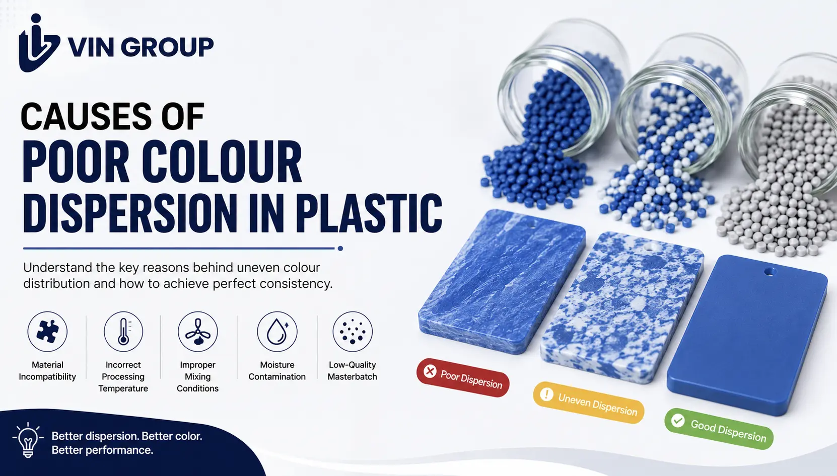 causes of poor colour dispersion in plastic