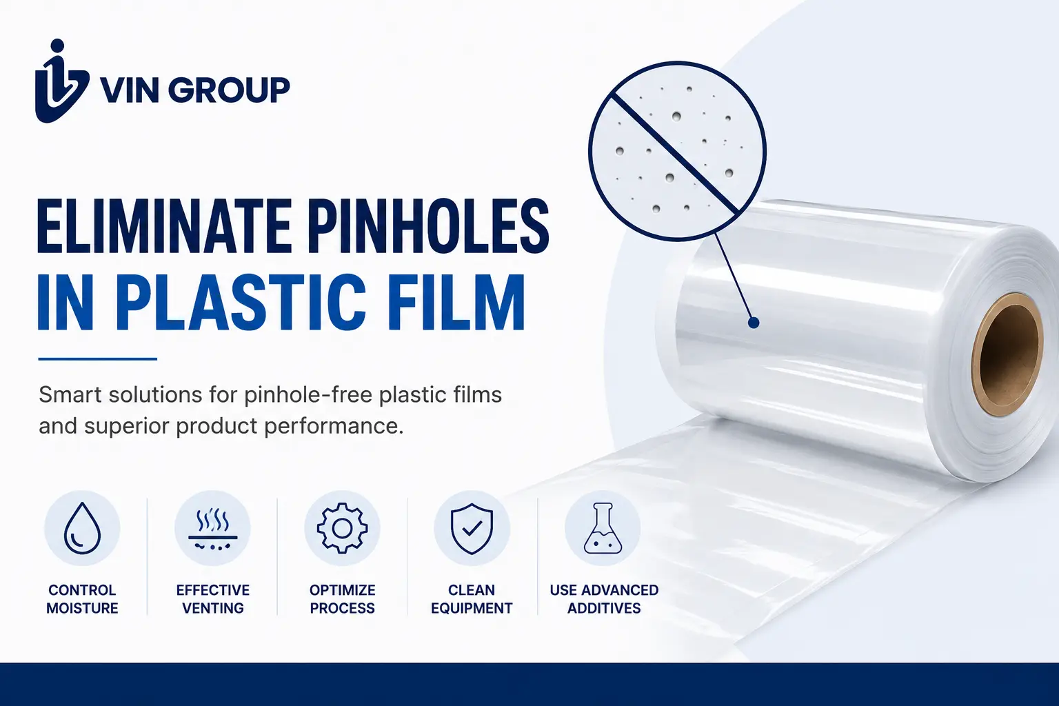 eliminate pinholes in plastic film