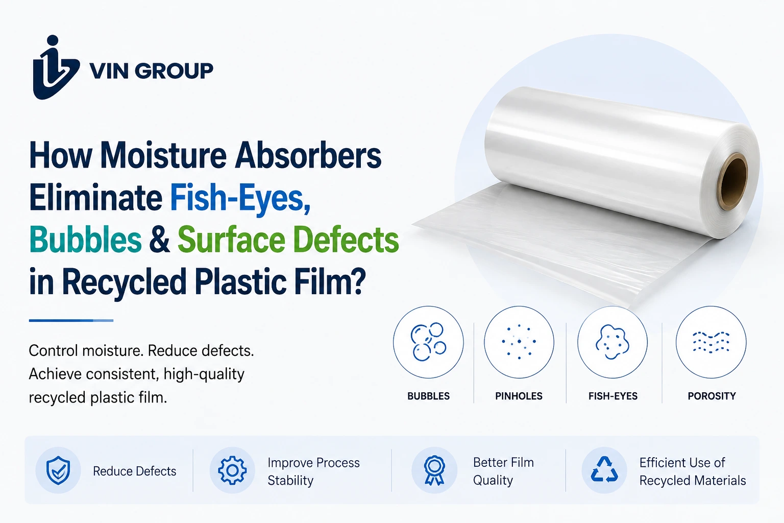 moisture absorber for recycled plastic film